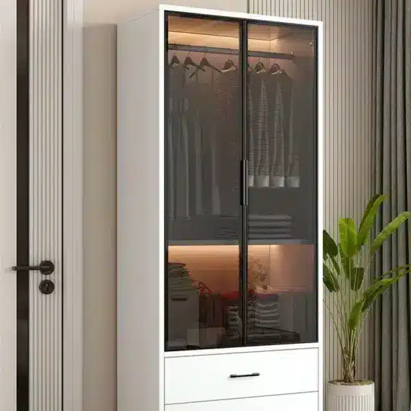 Armoires simples en verre de luxe avec
  miroir pour chambre blanche moderne, armoires de rangement, armoires en bois
  Abiertos Salon