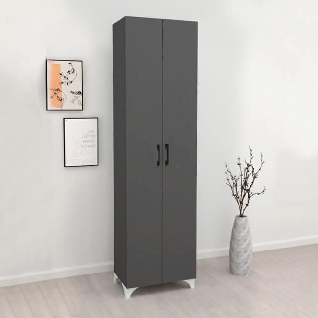 Armoire étroite 2 portes grise 6